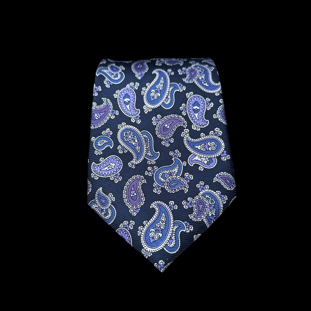 Enro Mens Silk Tie Navy Blue Purple Paisley Classic Formal Necktie 59x3.5